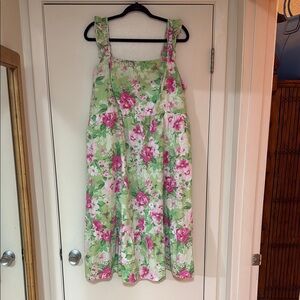 Floral Green and Pink Women's Dress